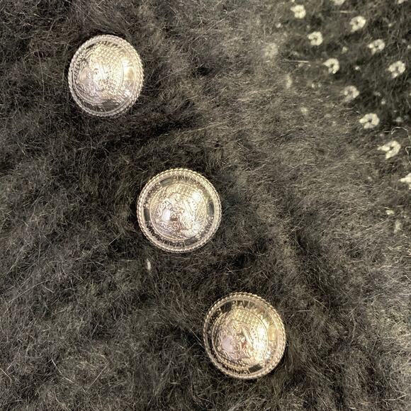 BALMAIN Size 6 Black Silver Angora Woven Pull On Sweater - Picture 5 of 8